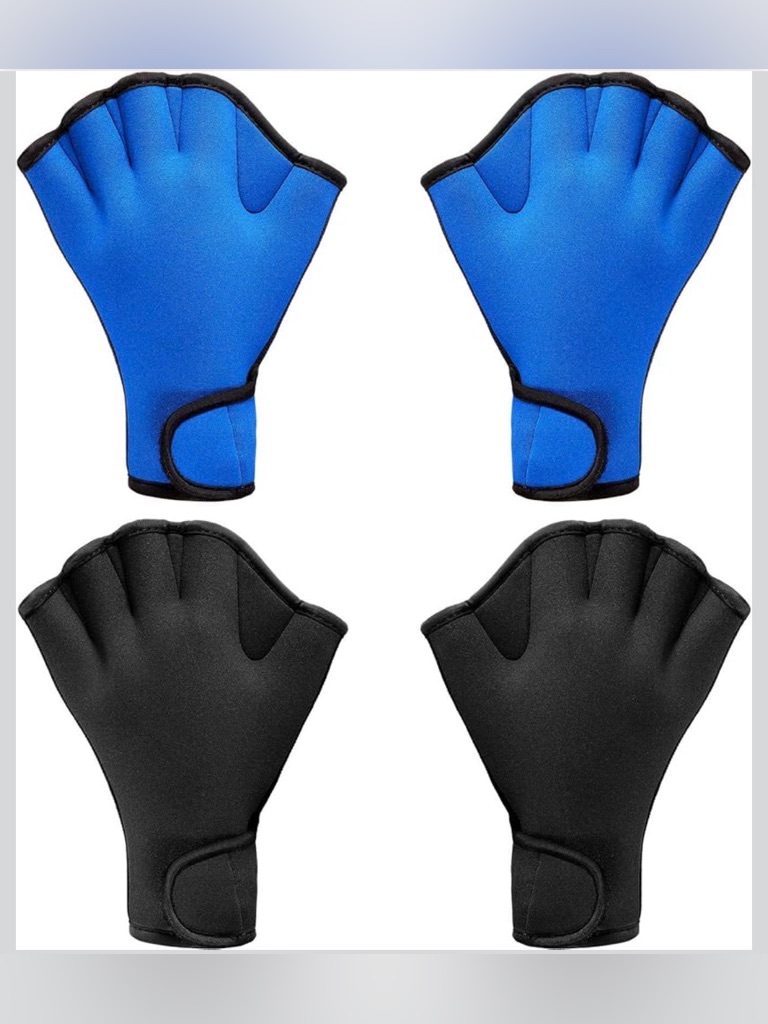 Swimming Palm Gloves For Women - Blue & Black